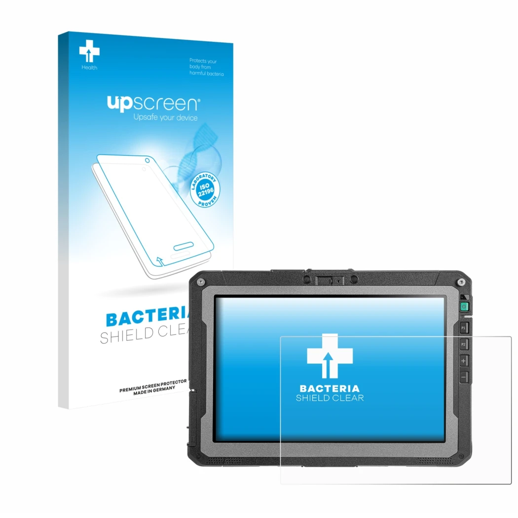Front side of a product packaging with the brand logo upscreen. Next to it is the device Getac ZX10 G2 shown with the correspo