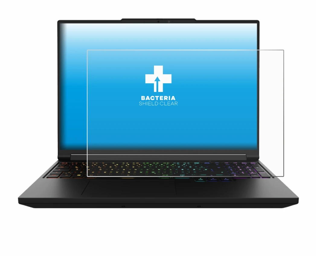 Image of the device XMG Pro 16 with a wide variety of screen protectors.