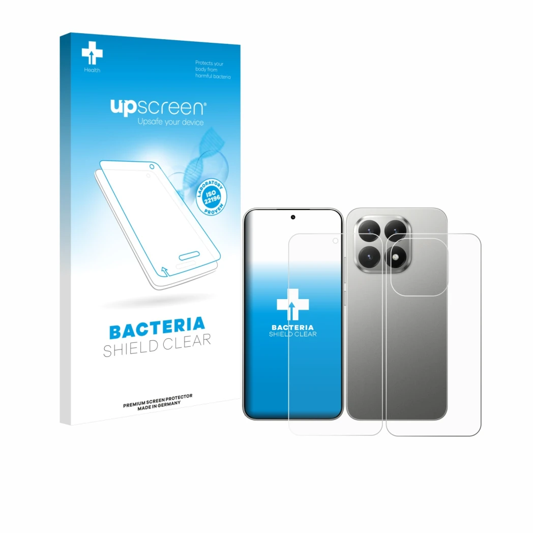 Front side of a product packaging with the brand logo upscreen. Next to it is the device Xiaomi 15T (Front+Back) shown with th