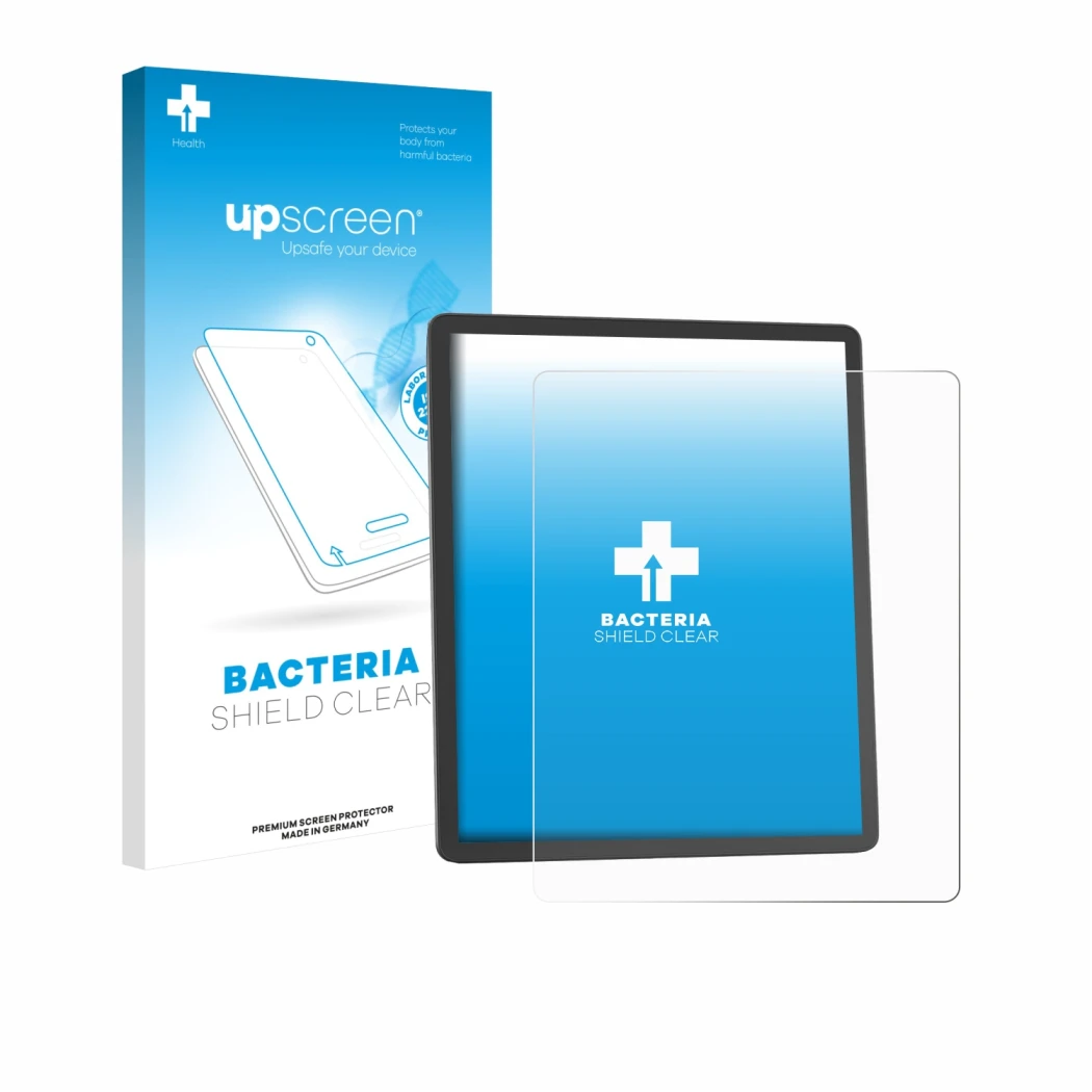 Front side of a product packaging with the brand logo upscreen. Next to it is the device Amazon Kindle Scribe 2025 shown with 