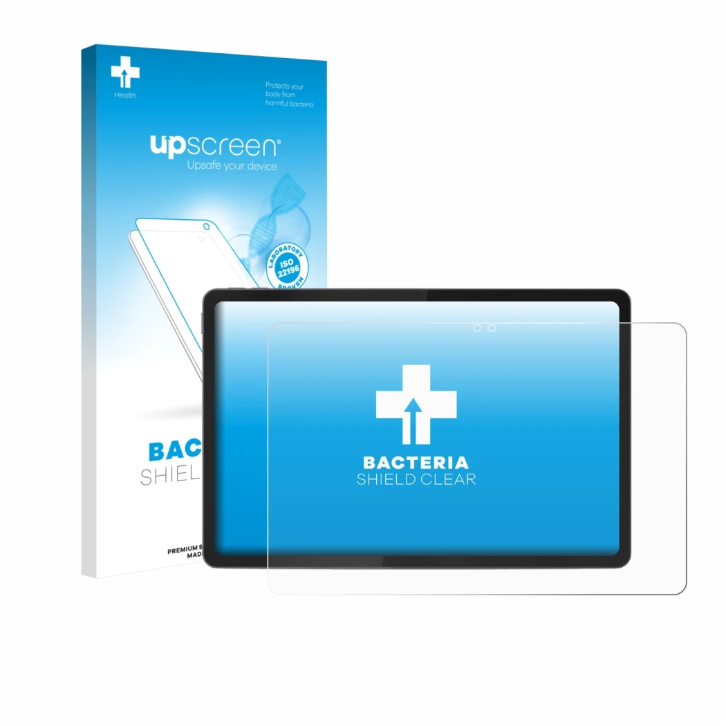 Front side of a product packaging with the brand logo upscreen. Next to it is the device Lenovo Idea Tab 11