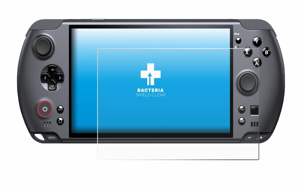 Image of the device GPD Win 5 with a wide variety of screen protectors.