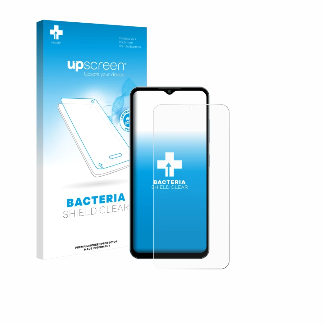 Front side of a product packaging with the brand logo upscreen. Next to it is the device Oukitel C5 6,52