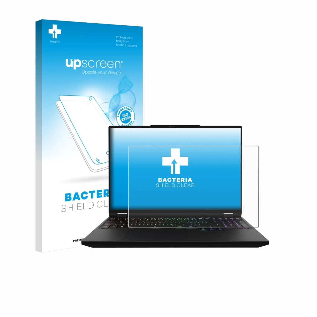 Front side of a product packaging with the brand logo upscreen. Next to it is the device XMG Apex 16 Max shown with the corres