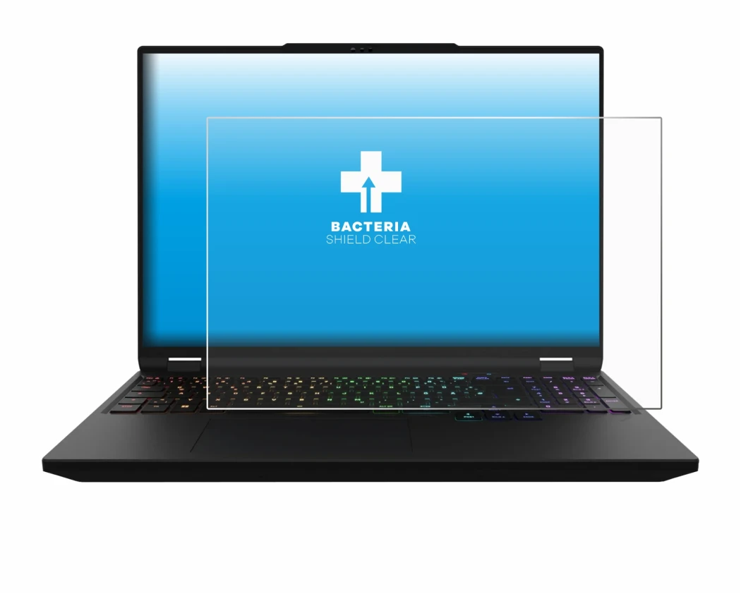 Image of the device XMG Apex 16 Max with a wide variety of screen protectors.