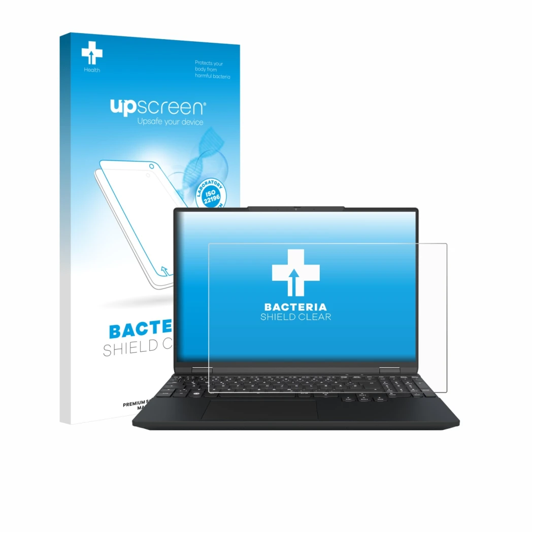 Front side of a product packaging with the brand logo upscreen. Next to it is the device Tuxedo InfinityBook Max 15 Gen 10 sho