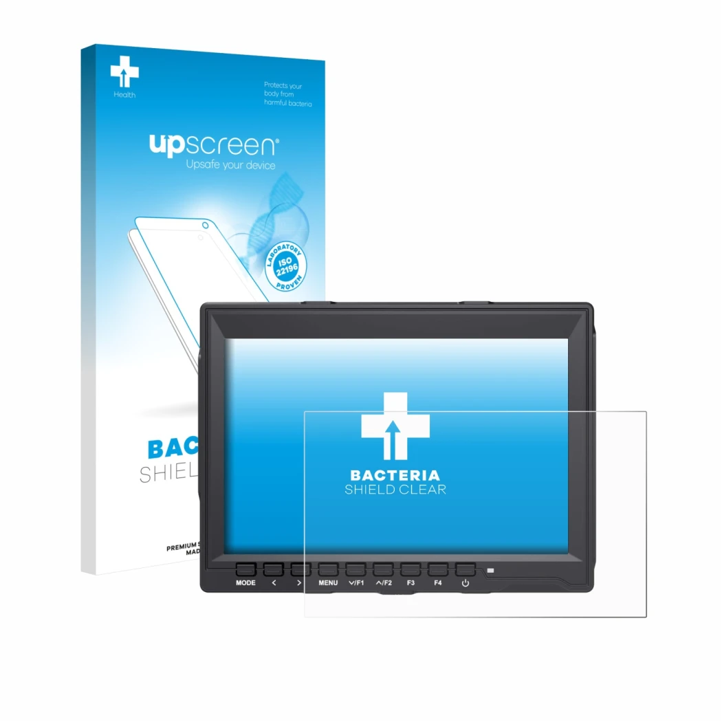 Front side of a product packaging with the brand logo upscreen. Next to it is the device Feelworld FW759 7