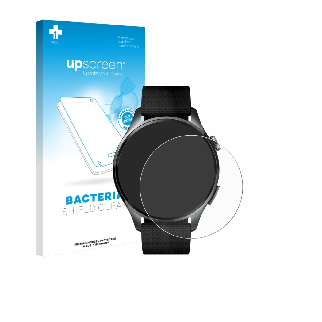 Front side of a product packaging with the brand logo upscreen. Next to it is the device Xiaomi Watch 5 (47 mm) shown with the