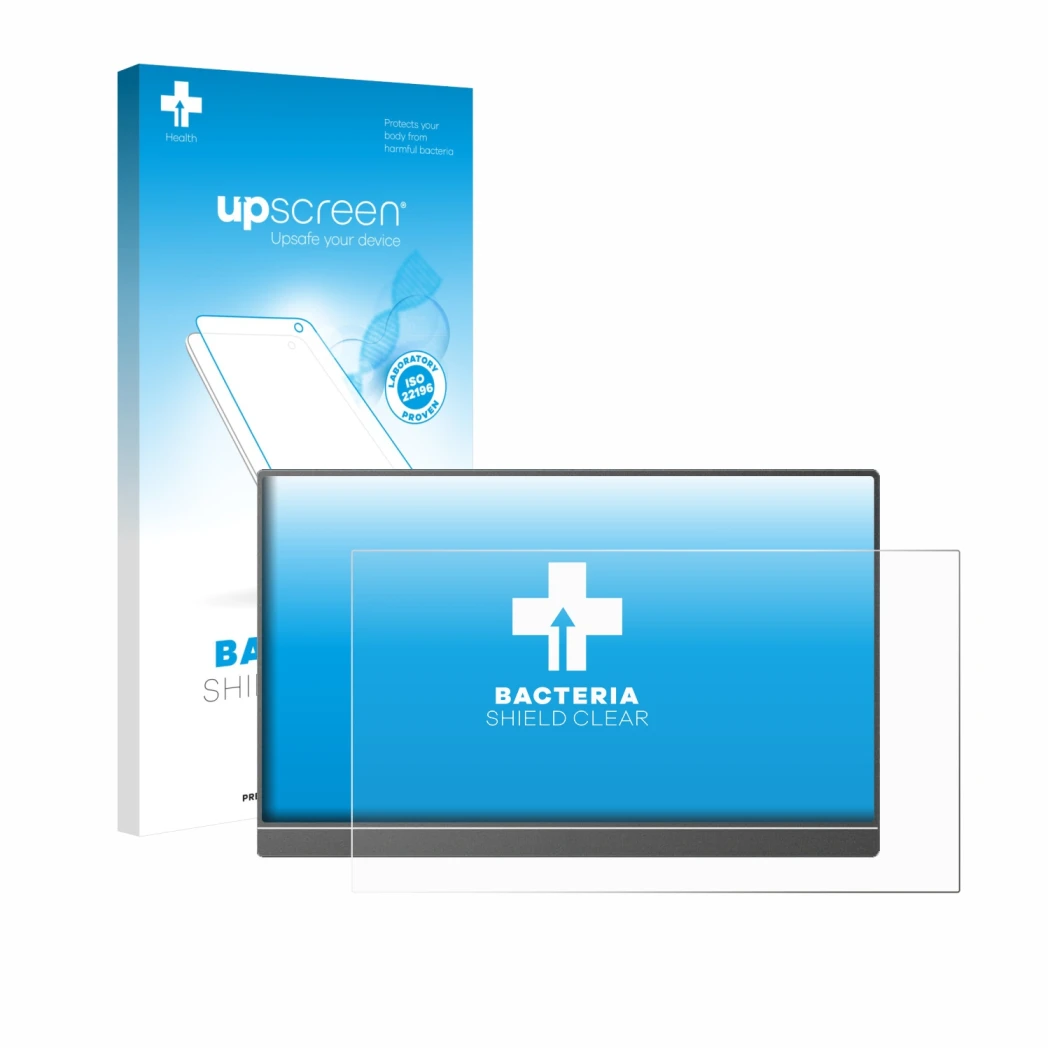 Front side of a product packaging with the brand logo upscreen. Next to it is the device Arzopa Z1C 16.1