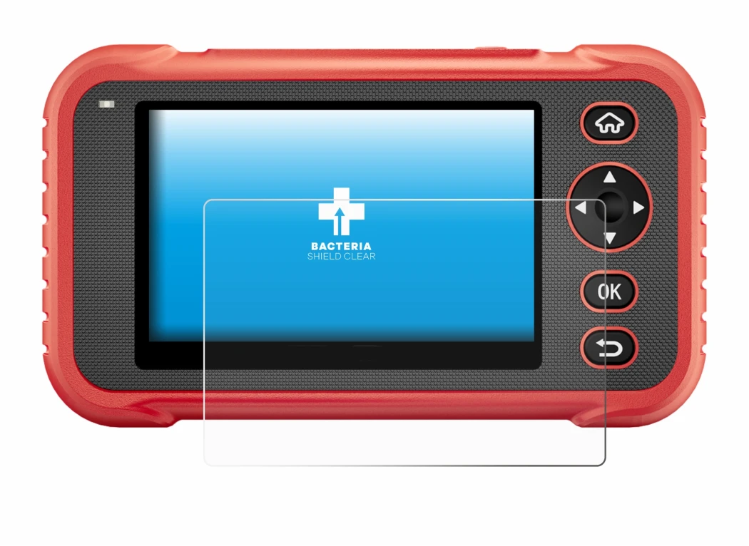 Image of the device Launch CRP129E Plus with a wide variety of screen protectors.