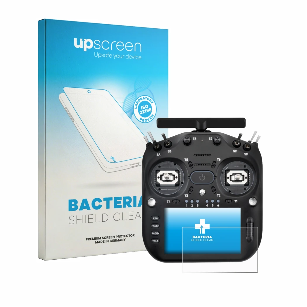 Front side of a product packaging with the brand logo upscreen. Next to it is the device Radiomaster TX16S MK3 shown with the 