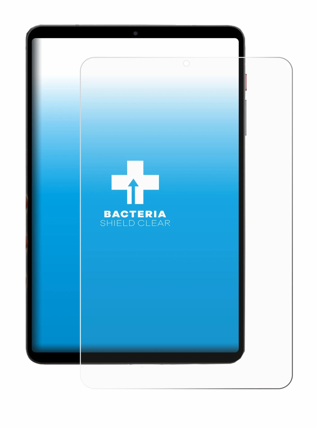Image of the device BNCF BPad T1 with a wide variety of screen protectors.