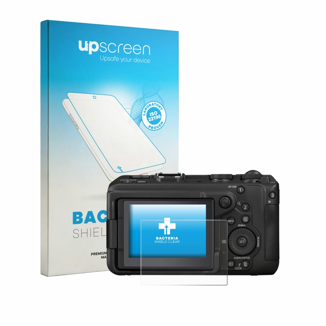 Front side of a product packaging with the brand logo upscreen. Next to it is the device Canon EOS R6 V shown with the corresp