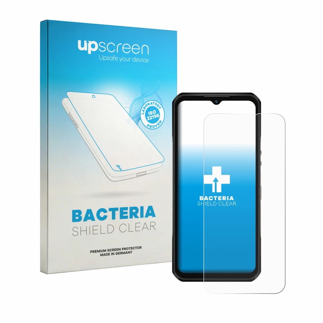 Front side of a product packaging with the brand logo upscreen. Next to it is the device Oukitel WP66 shown with the correspon