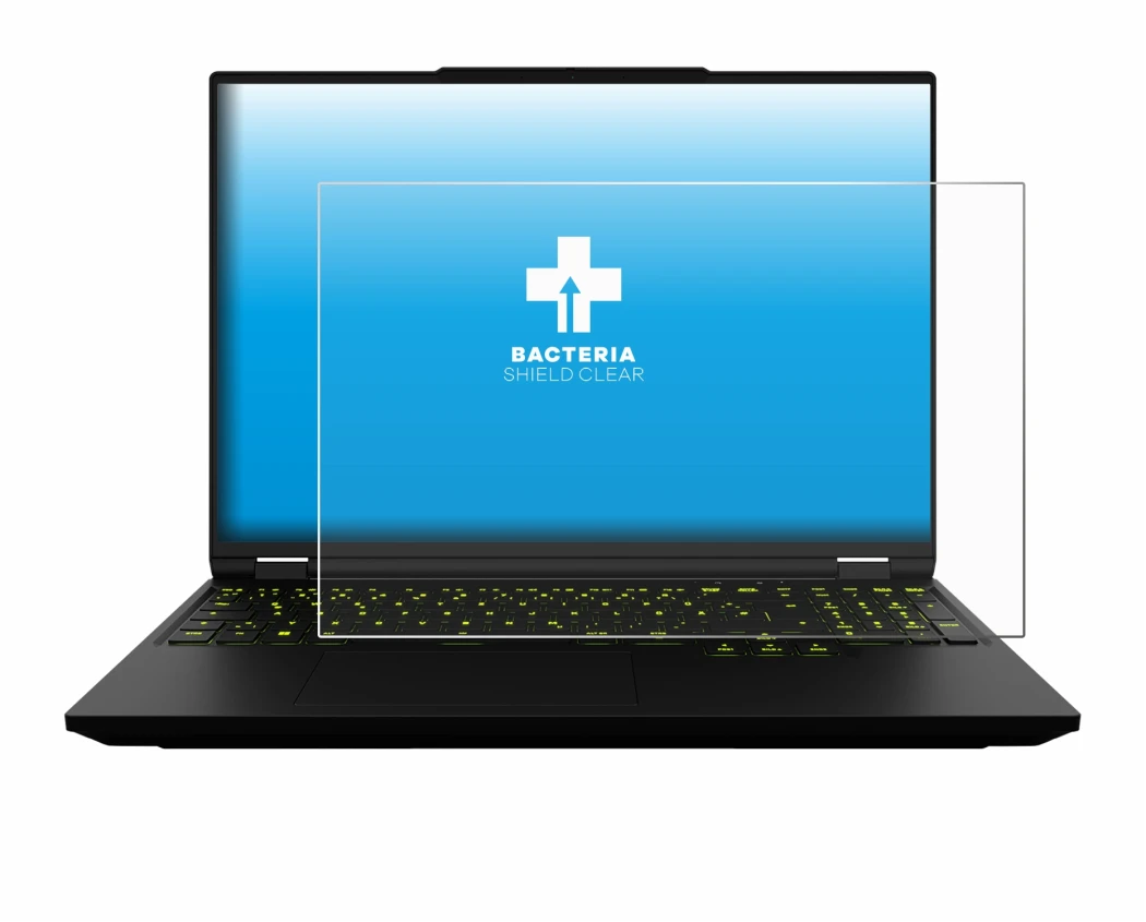 Image of the device XMG Neo 16 with a wide variety of screen protectors.