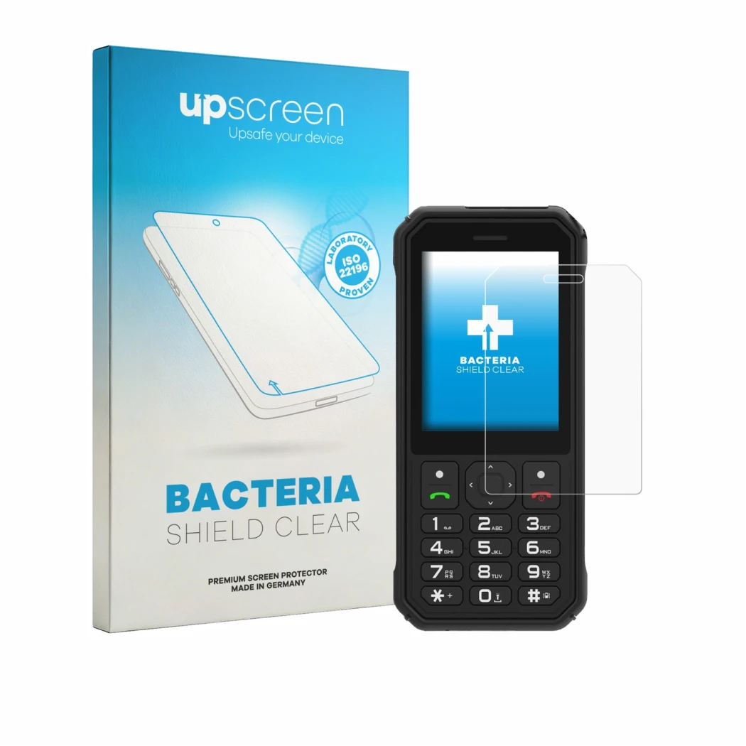 Front side of a product packaging with the brand logo upscreen. Next to it is the device AGM M11 shown with the corresponding