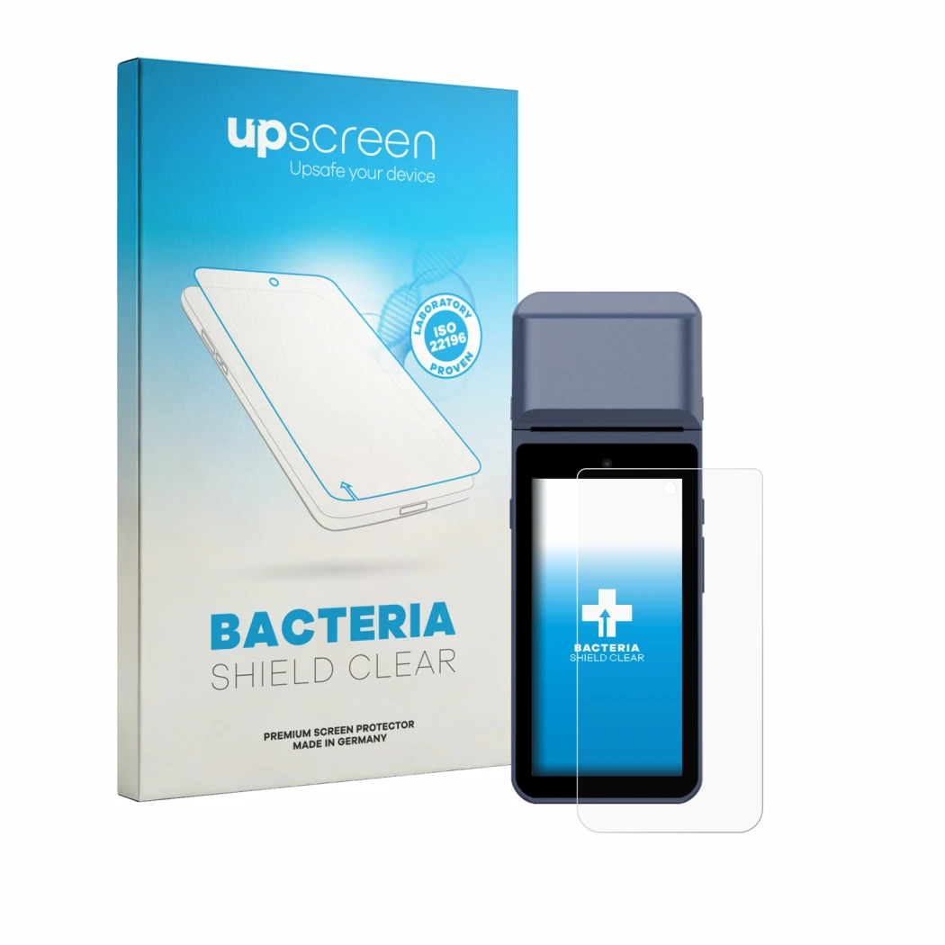 Front side of a product packaging with the brand logo upscreen. Next to it is the device Pax M9200 shown with the correspondin