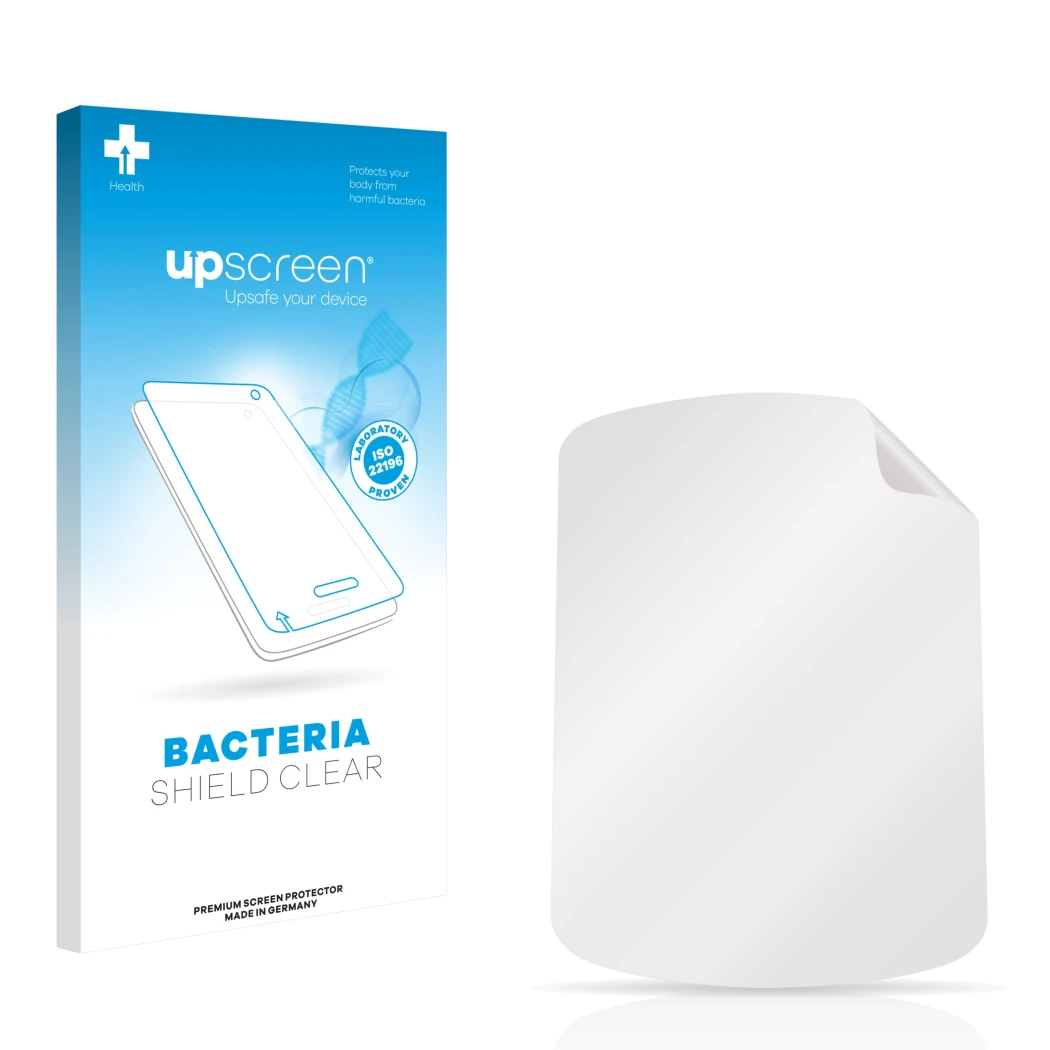 Front side of a product packaging with the brand logo upscreen. Next to it is the corresponding screen protector.