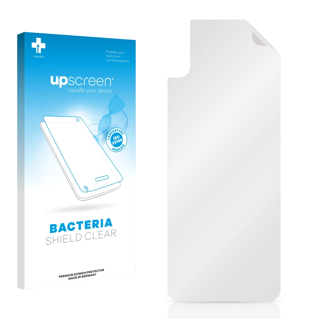 Front side of a product packaging with the brand logo upscreen. Next to it is the corresponding screen protector.