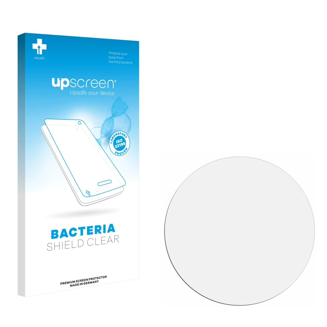 Front side of a product packaging with the brand logo upscreen. Next to it is the corresponding screen protector.