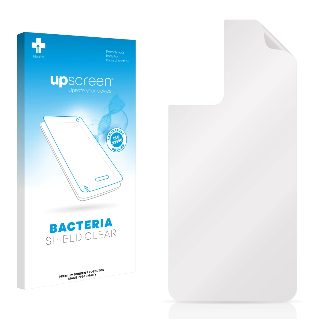 Front side of a product packaging with the brand logo upscreen. Next to it is the corresponding screen protector.