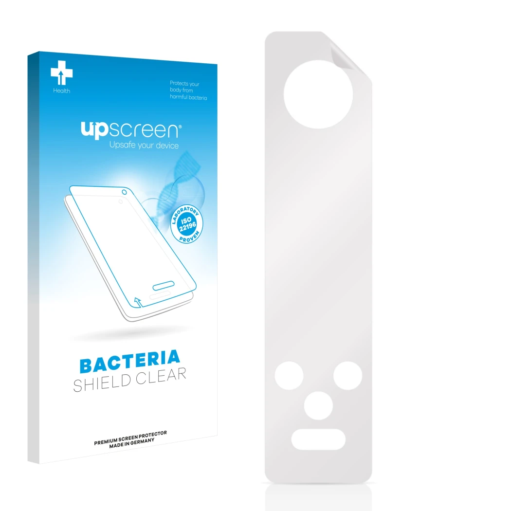 Front side of a product packaging with the brand logo upscreen. Next to it is the corresponding screen protector.