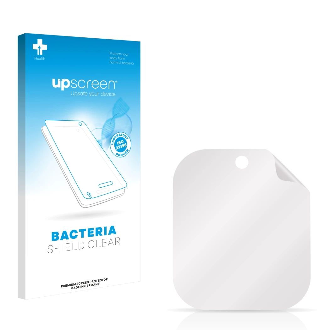 Front side of a product packaging with the brand logo upscreen. Next to it is the corresponding screen protector.