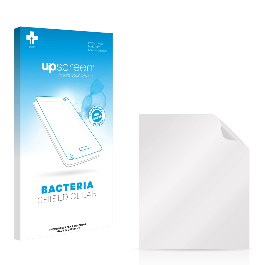 Front side of a product packaging with the brand logo upscreen. Next to it is the corresponding screen protector.