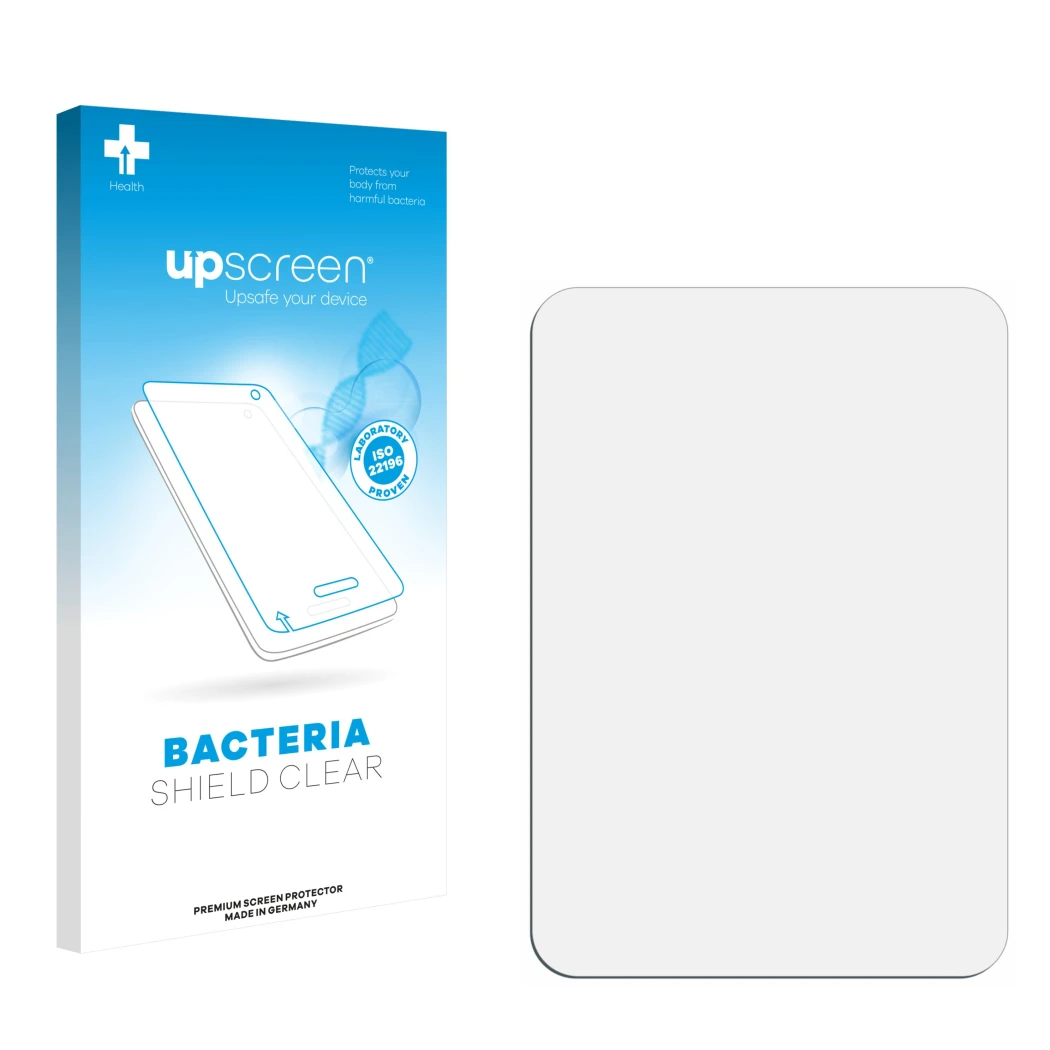 Front side of a product packaging with the brand logo upscreen. Next to it is the corresponding screen protector.