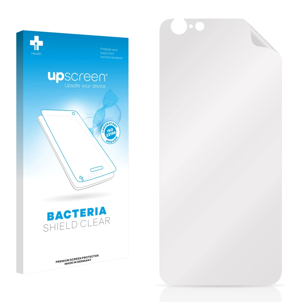 Front side of a product packaging with the brand logo upscreen. Next to it is the corresponding screen protector.