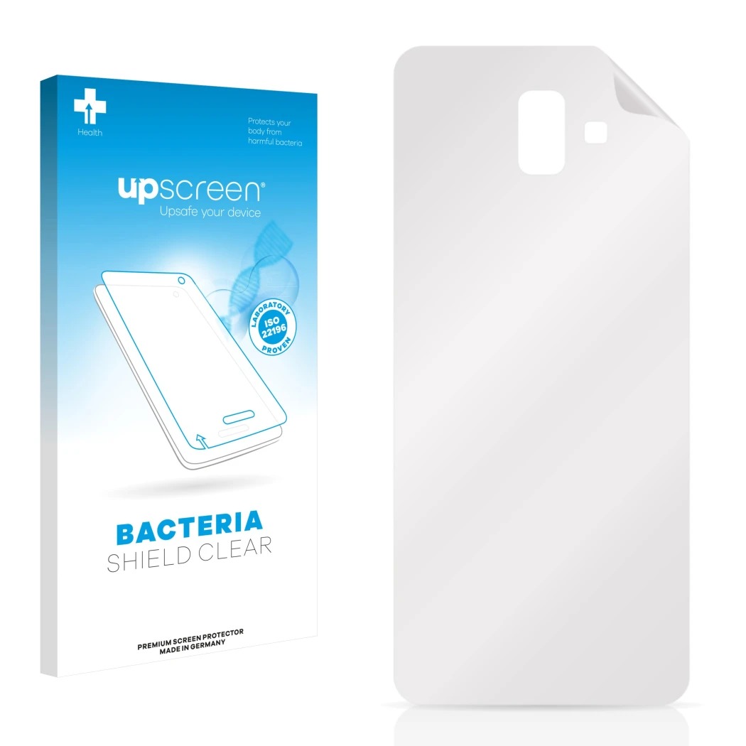Front side of a product packaging with the brand logo upscreen. Next to it is the corresponding screen protector.