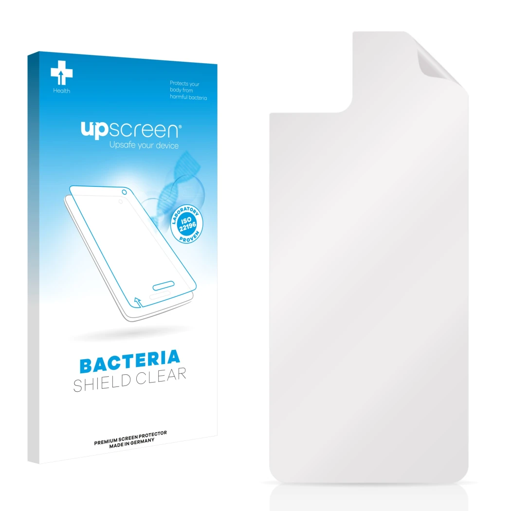 Front side of a product packaging with the brand logo upscreen. Next to it is the corresponding screen protector.