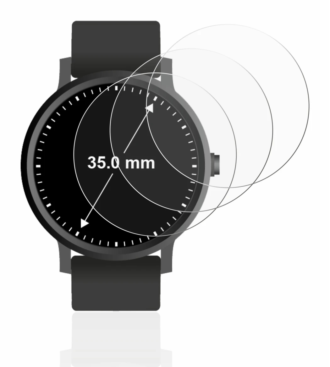 Image of the device Watches (Circular, ø: 35 mm) with a wide variety of screen protectors.