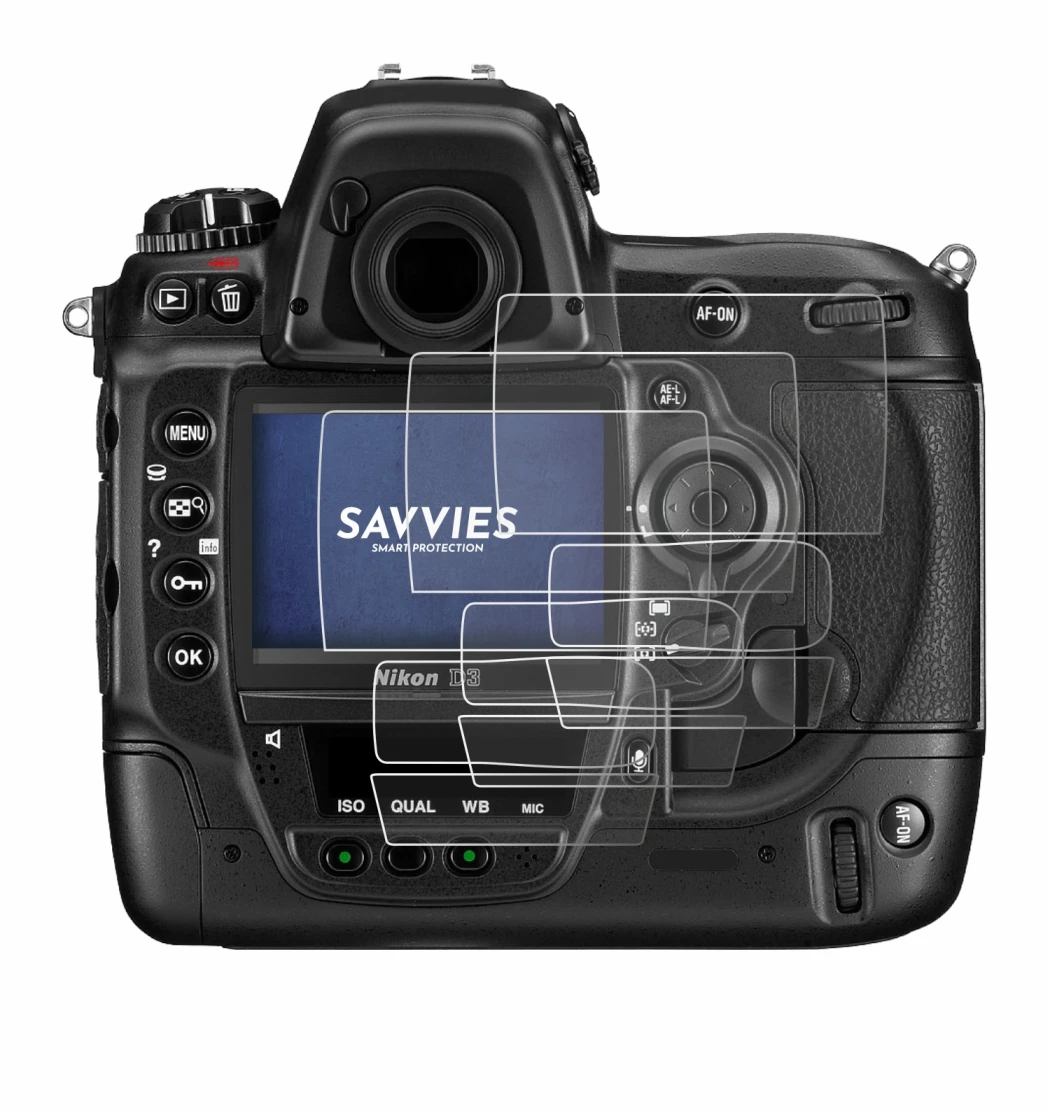 Image of the device Nikon D3 with a wide variety of screen protectors.
