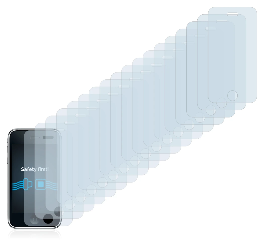 Image of the device Apple iPhone 3GS with a wide variety of screen protectors.