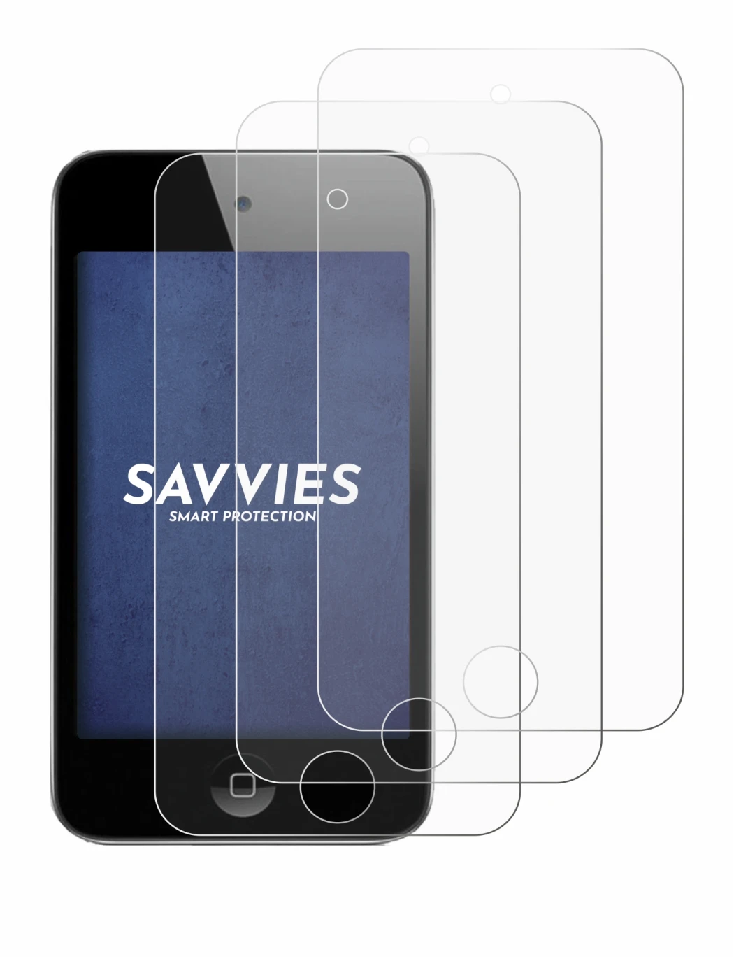 Image of the device Apple iPod Touch (4th Gen.) with a wide variety of screen protectors.