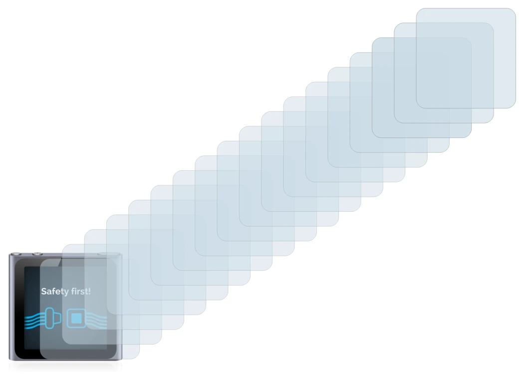 Image of the device Apple iPod nano 2011 (6th. Gen.) with a wide variety of screen protectors.