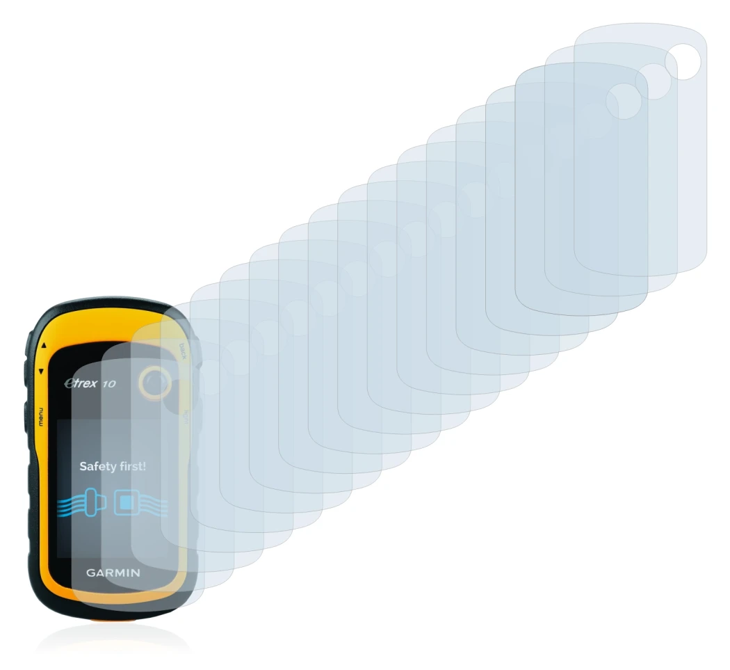 Image of the device Garmin eTrex 10 with a wide variety of screen protectors.