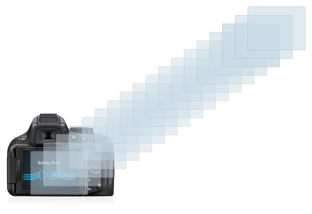 Image of the device Nikon D5200 with a wide variety of screen protectors.