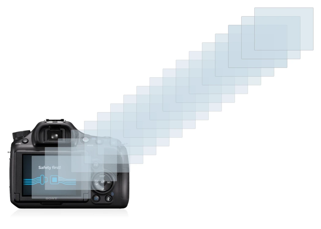 Image of the device Sony Alpha 58 (SLT-A58) with a wide variety of screen protectors.