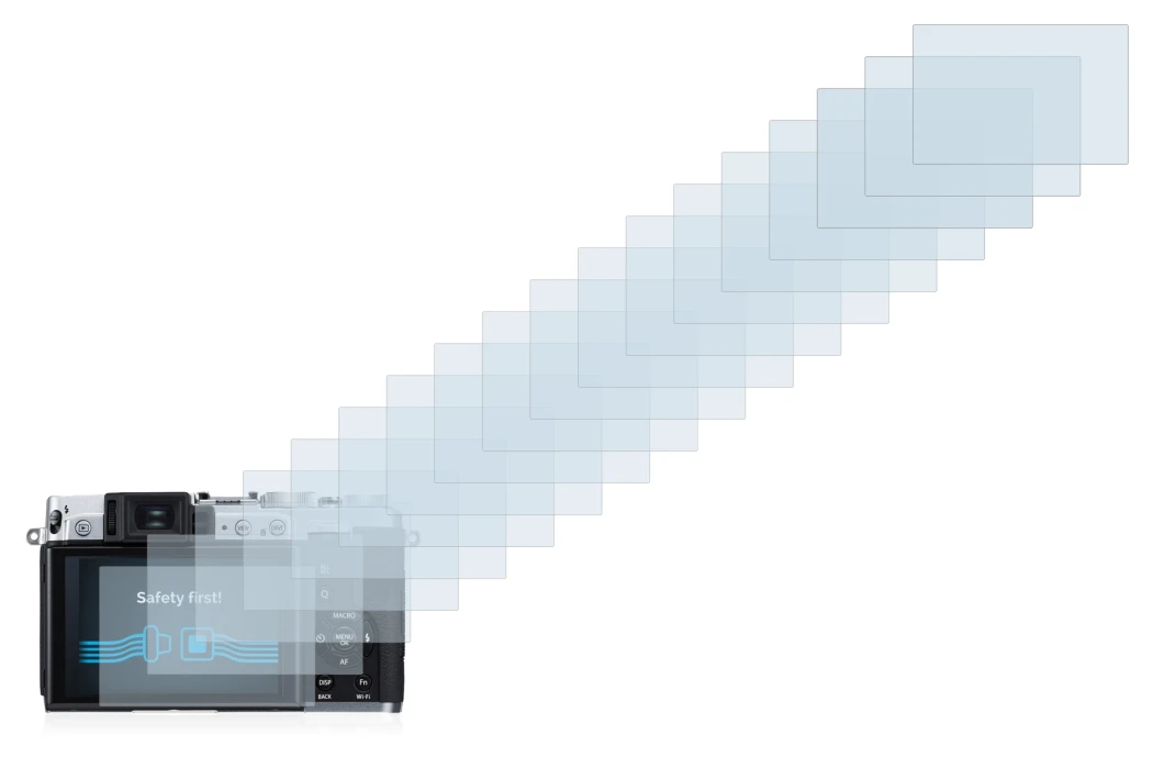 Image of the device Fujifilm X30 with a wide variety of screen protectors.