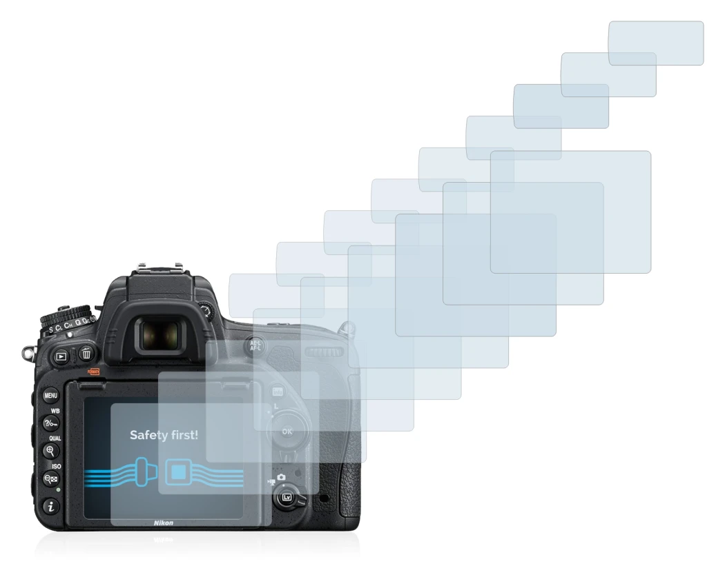 Image of the device Nikon D750 with a wide variety of screen protectors.