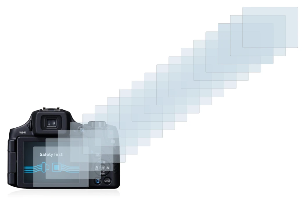 Image of the device Canon PowerShot SX60 HS with a wide variety of screen protectors.