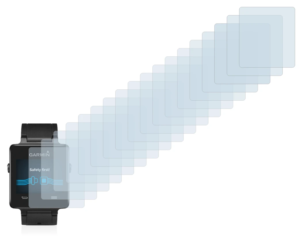 Image of the device Garmin vivoactive with a wide variety of screen protectors.