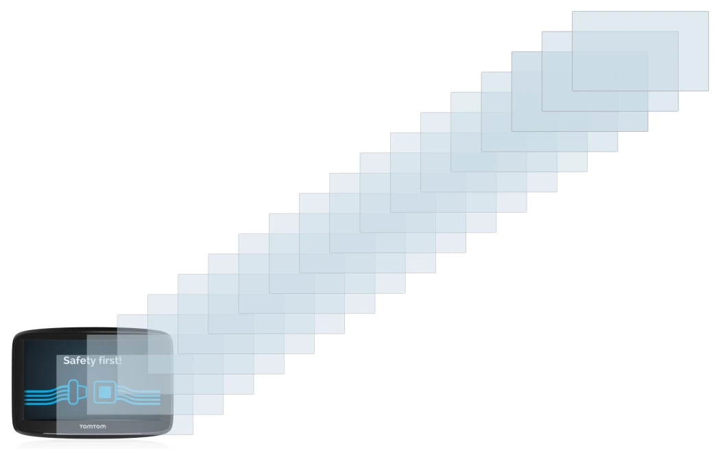 Image of the device TomTom Start 52 with a wide variety of screen protectors.