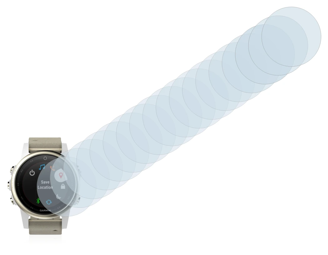 Image of the device Garmin Fenix 5S (42 mm) with a wide variety of screen protectors.