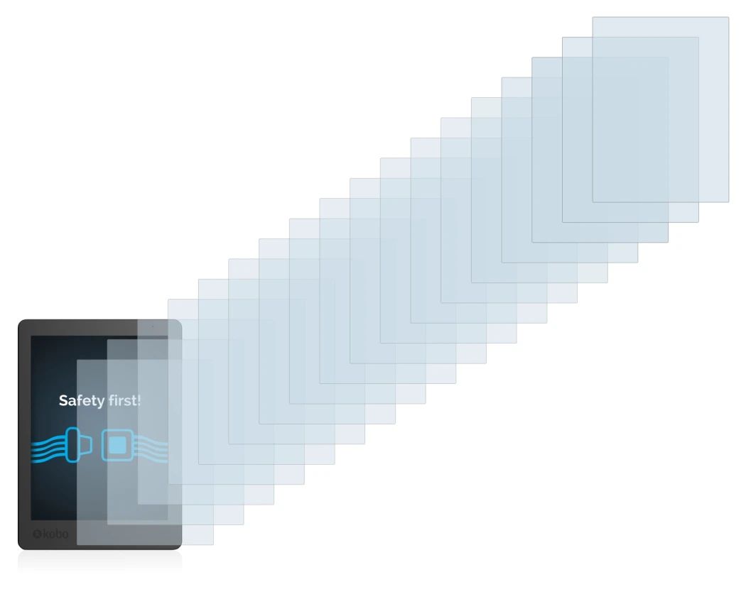 Image of the device Kobo Aura Edition 2 with a wide variety of screen protectors.