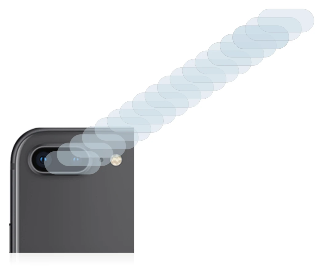Image of the device Apple iPhone 8 Plus (ONLY Camera Lens) with a wide variety of screen protectors.