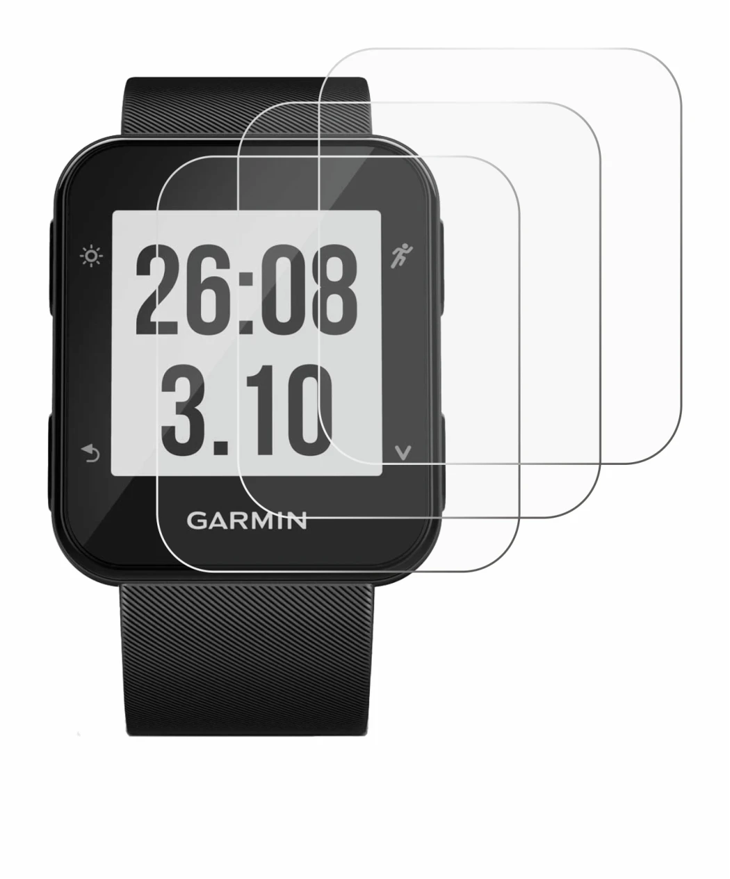 Image of the device Garmin Forerunner 30 with a wide variety of screen protectors.