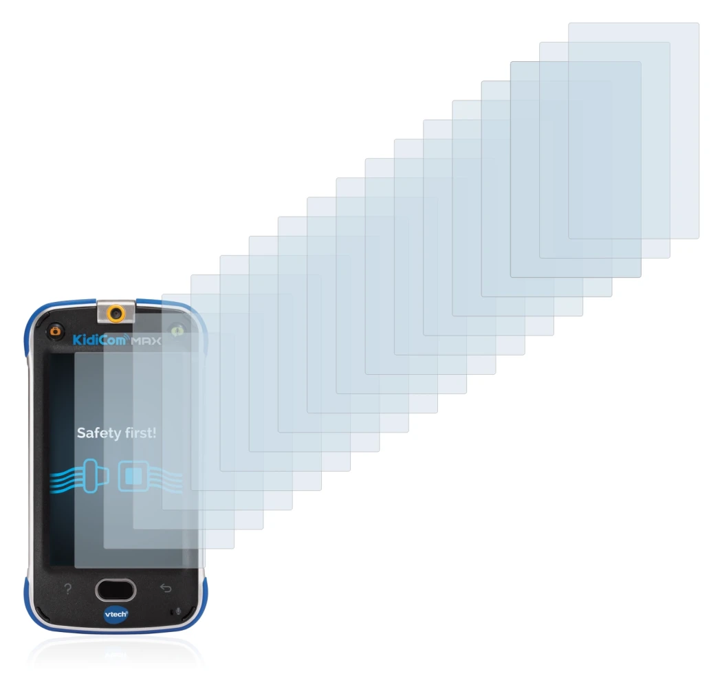 Image of the device Vtech Kidicom Max with a wide variety of screen protectors.